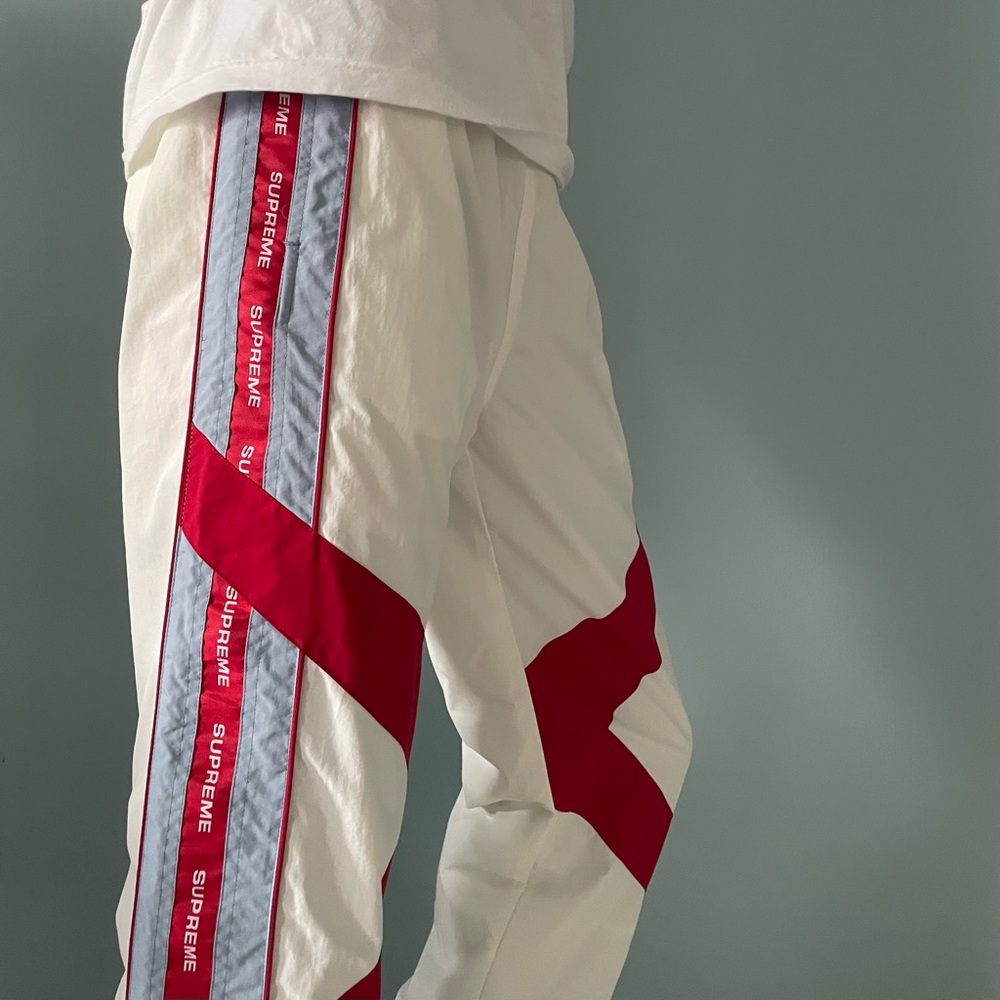 Supreme White and Red Joggers